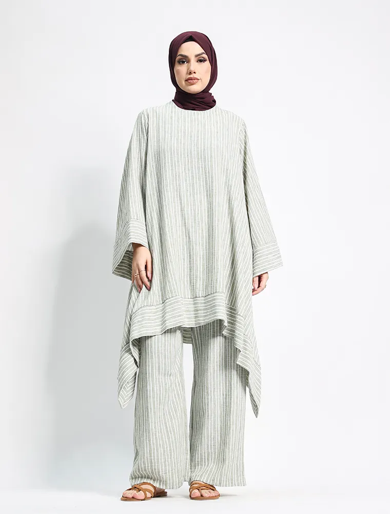 Khaki Lina Striped Co Ord Set